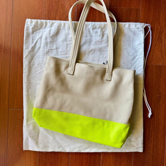 FRESHLY PICKED Original Leather Carryall Bag - Tan & Neon Yellow - Picture 11 of 16